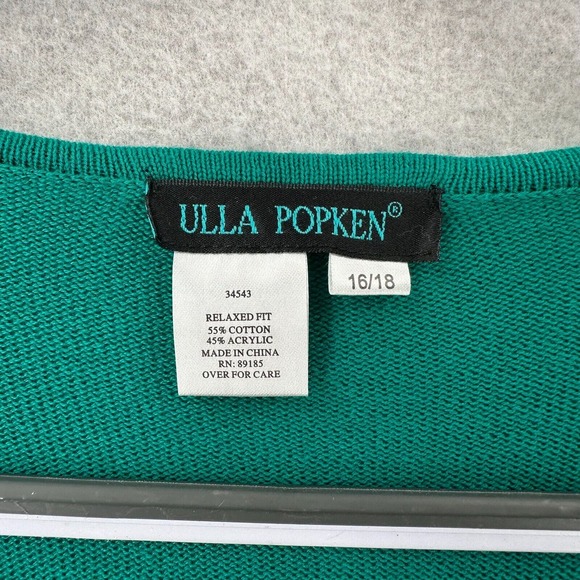 Ulla Popken Full Zip Cardigan Sweater Womens Size 16/18‎ Teal Green NICE - Picture 8 of 11